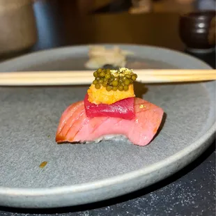 Literal gold on top of sushi