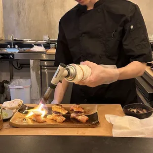 Chef making each piece to order