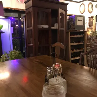 a glass of water on a table