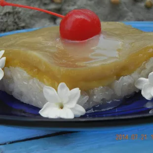 a piece of cake with a cherry on top