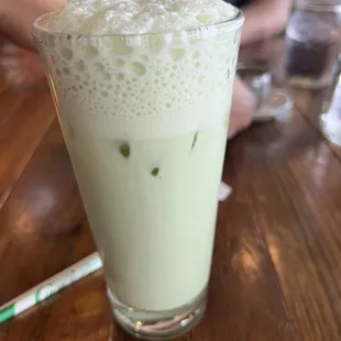 Iced blueberry maple matcha