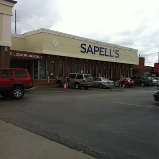 cars parked in front of the store