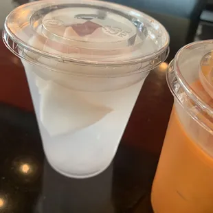 Coconut water with pulp &amp; Thai tea