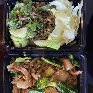 Pad see ew and larb beef absolutely delicious