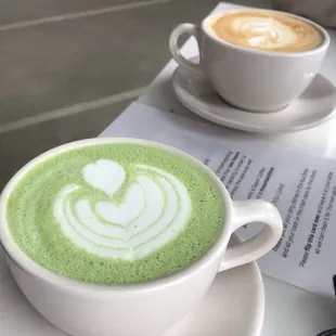 Matcha and oat milk latte