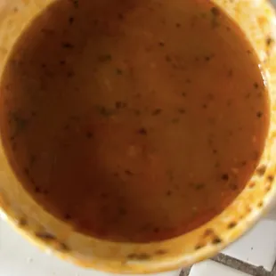 Up close on the Meatball soup....