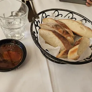 Bread and tomato oil dip