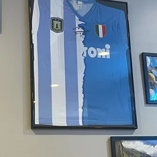 Half-and-half signed Maradona jersey