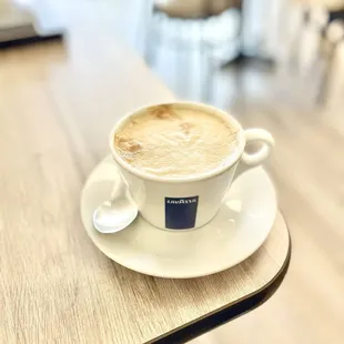 a cappuccino on a saucer