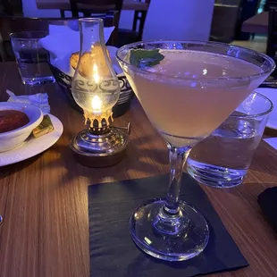 a martini and a donut