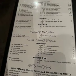 Wine list