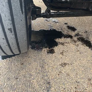 Tire covered in oil