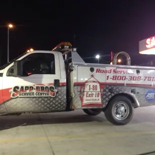 I guess Sapp Brothers provide road side service - don't know prices.