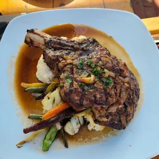 The best rib eye with blue cheese mashed potatoes