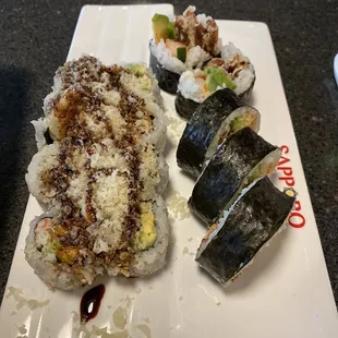 Lunch Special. Choice of two rolls $12. (Crunchy and Spider roll)