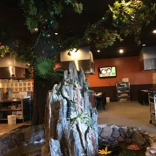 a water feature in a restaurant