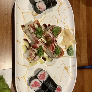 a plate of sushi