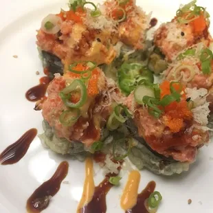 a plate of sushi