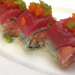 a closeup of the sushi