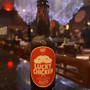 They have unique Japanese beers like Luxky Chicken, Lucky Dog, Lucky Cat