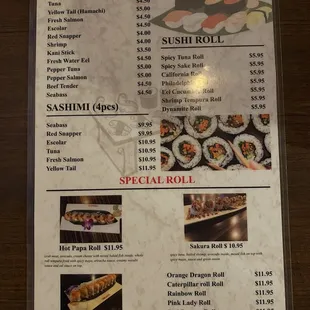 Back side of happy hour menu (food)