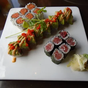 My selection of 3 tuna based sushi rolls.