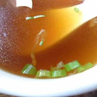 Onion soup, close-up.