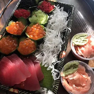 Salmon Roe Sashimi - Tuna Sashimi - Flying Fish Egg Sashimi