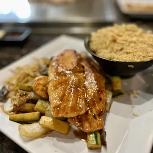 Salmon teriyaki plate it was so delicious and cooked perfectly!