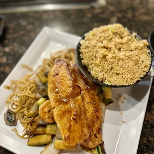 Salmon teriyaki place , it was so delicious and cooked perfectly!