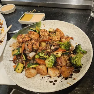 Shrimp and scallops hibachi