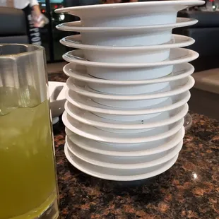 Tower of sushi plates