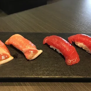 2 orders of blue fin tuna, 2 orders of toro
