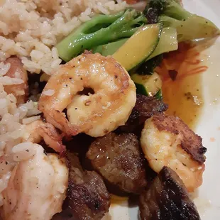 Steak &amp; Shrimp Hibachi Lunch cooked medium well. Melt in your mouth, awesome! $13
