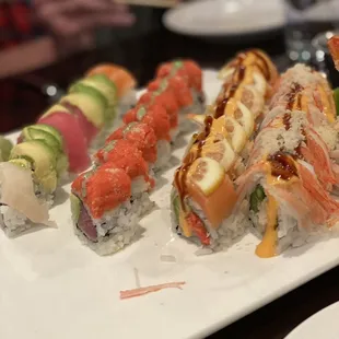 a platter of sushi