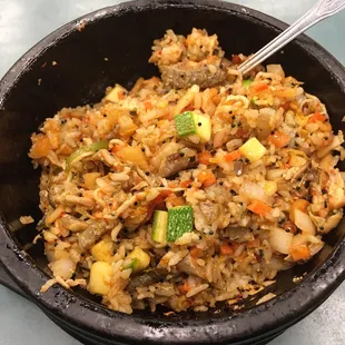 Salmon skin clay pot rice