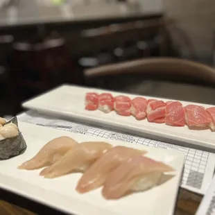 Blue Fin Tuna, scallops and hamachi