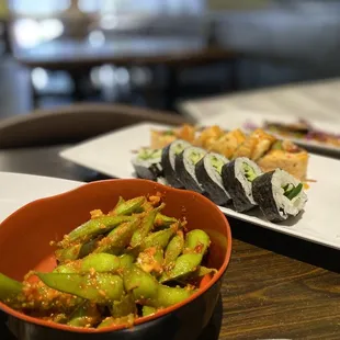 Spicy Edamame, Cucumber Roll &amp; Protein Rolls