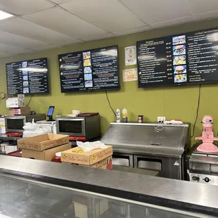 Prep area and menus