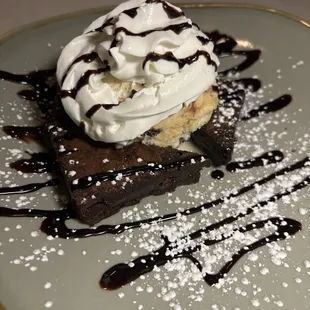 Brownie with caramel ice cream