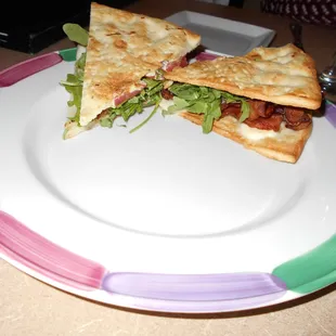 BLT with pesto mayo, arugula, and mozzarella