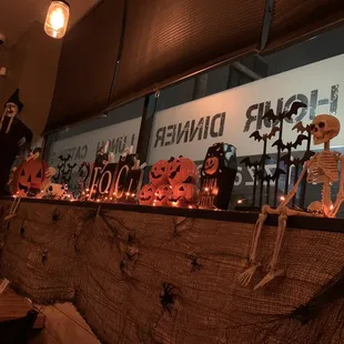 a display of halloween decorations