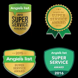 Proud recipient of the Angie's List Super Service Award 4 years and counting!