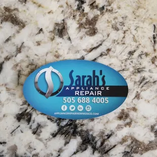 Fridge magnet left by technician