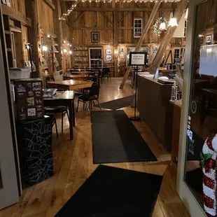 the inside of the barn