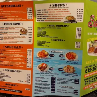 Menu outside