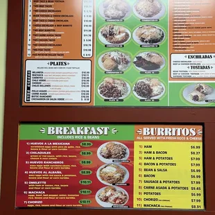 the breakfast menu on the wall