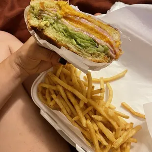 a sandwich and french fries