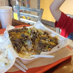 My 3 year old and I couldn&apos;t finish the supreme carne asada fries.