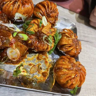 Fried momos in Szechuan sauce